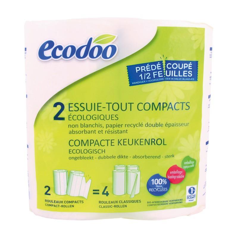 Ecodoo Kompakt-Küchenrolle, 100 % Recyclingfaser, 2 Stück