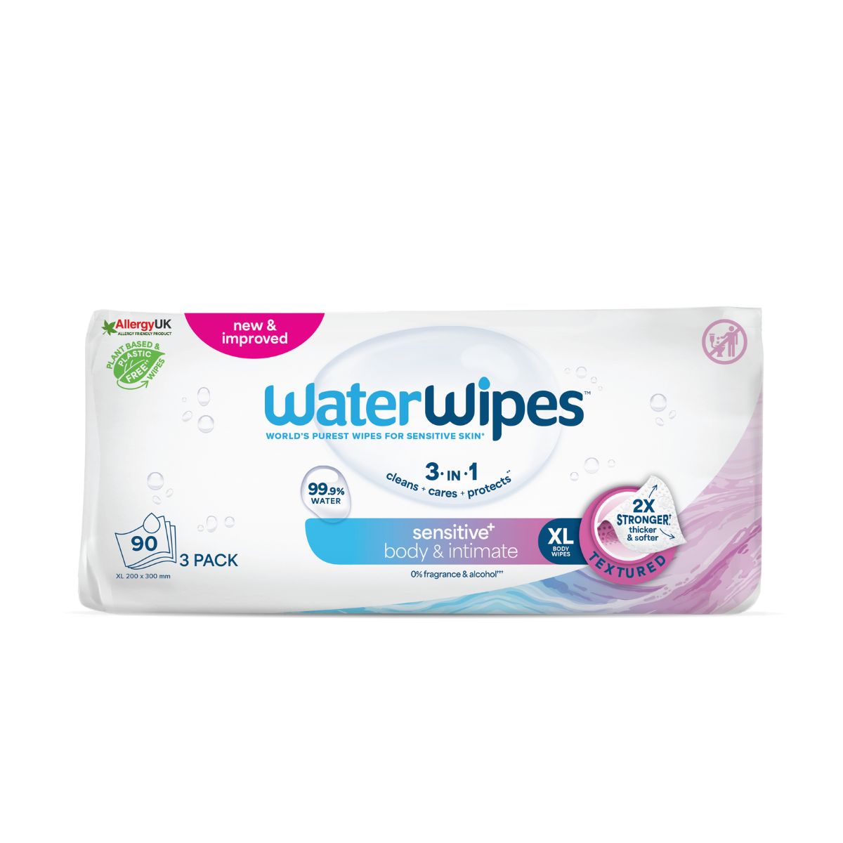 Salviettine per adulti WaterWipes Confezione da 3 pacchetti da 30 pezzi