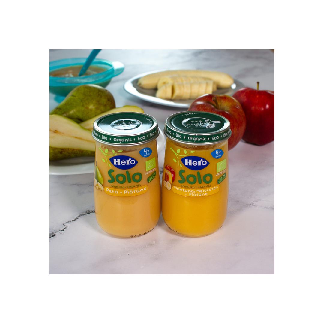 Vasetto di mela, pesca e banana Eco 190 g-Hero Baby