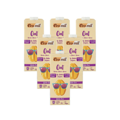 Pakket 6 stuks Biologische glutenvrije haverdrank Ecomil 1 L