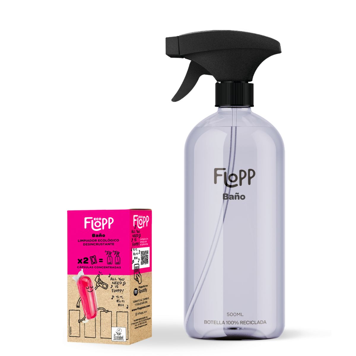 FLOPP ECO Badezimmerflasche 500 ml + Nachfüllpackung