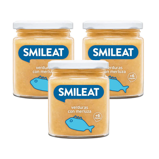 Pack of 3 Organic Vegetable and Hake Jars +6 months Smileat 230g