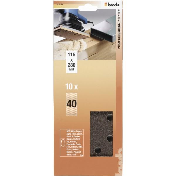 10 feuilles abrasives pour ponceuse orbitale 115 x 280 mm GR 240