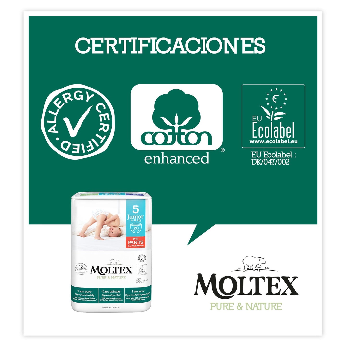 Moltex Pure & Nature T5-blöjor (9-14 kg), 20 st