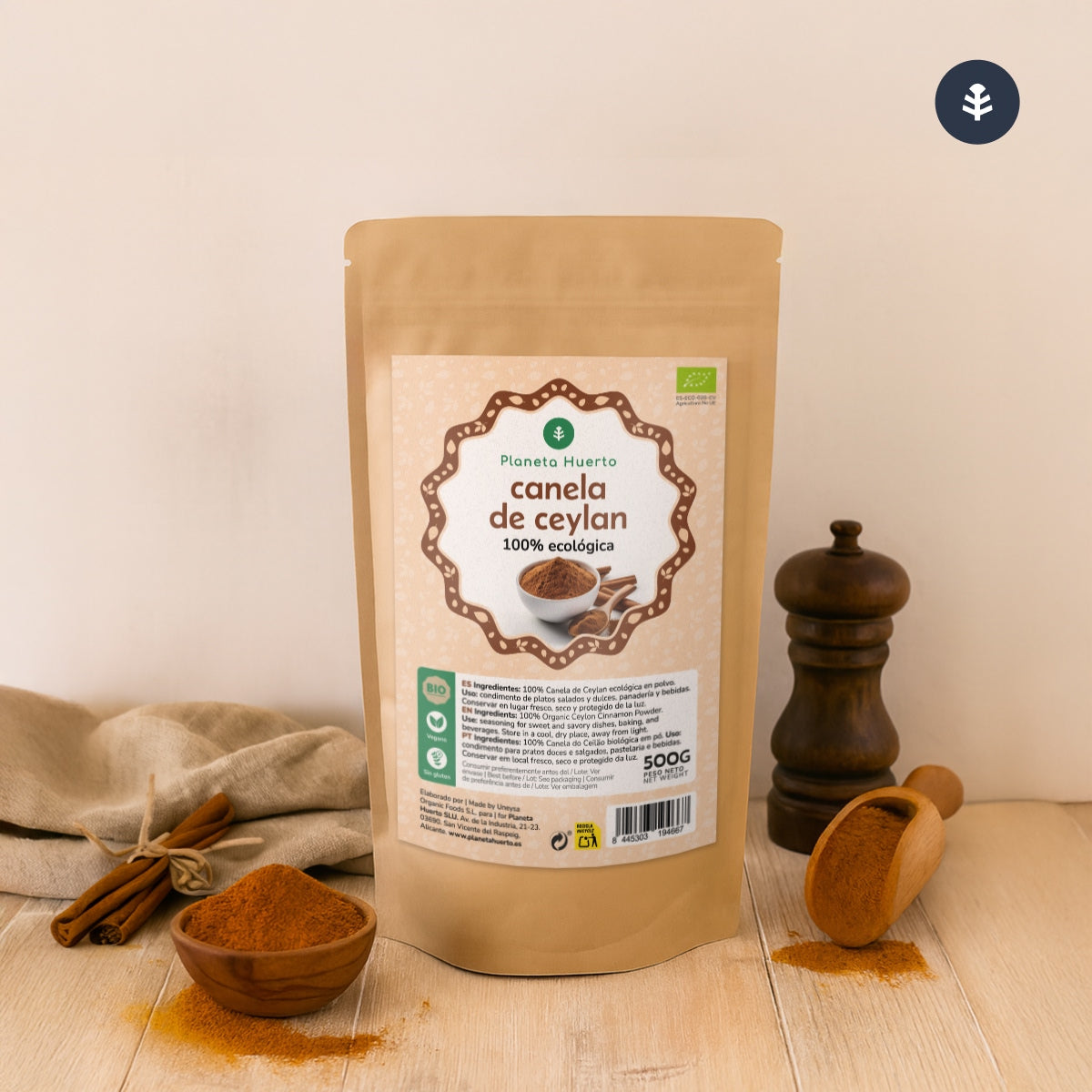 Cannelle de Ceylan en poudre ECO Planeta Huerto 500 g