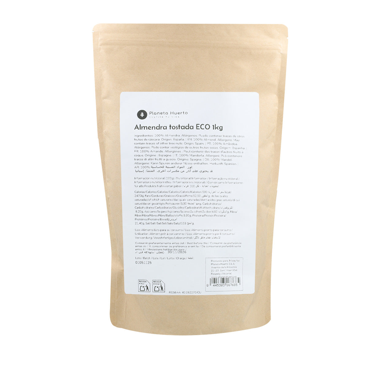 Amandes grillées avec peau ECO Planeta Huerto 1 kg