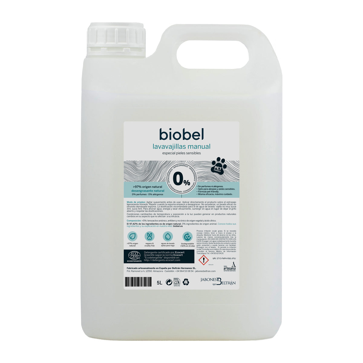 Liquide vaisselle manuel Biobel 0 % 5 L