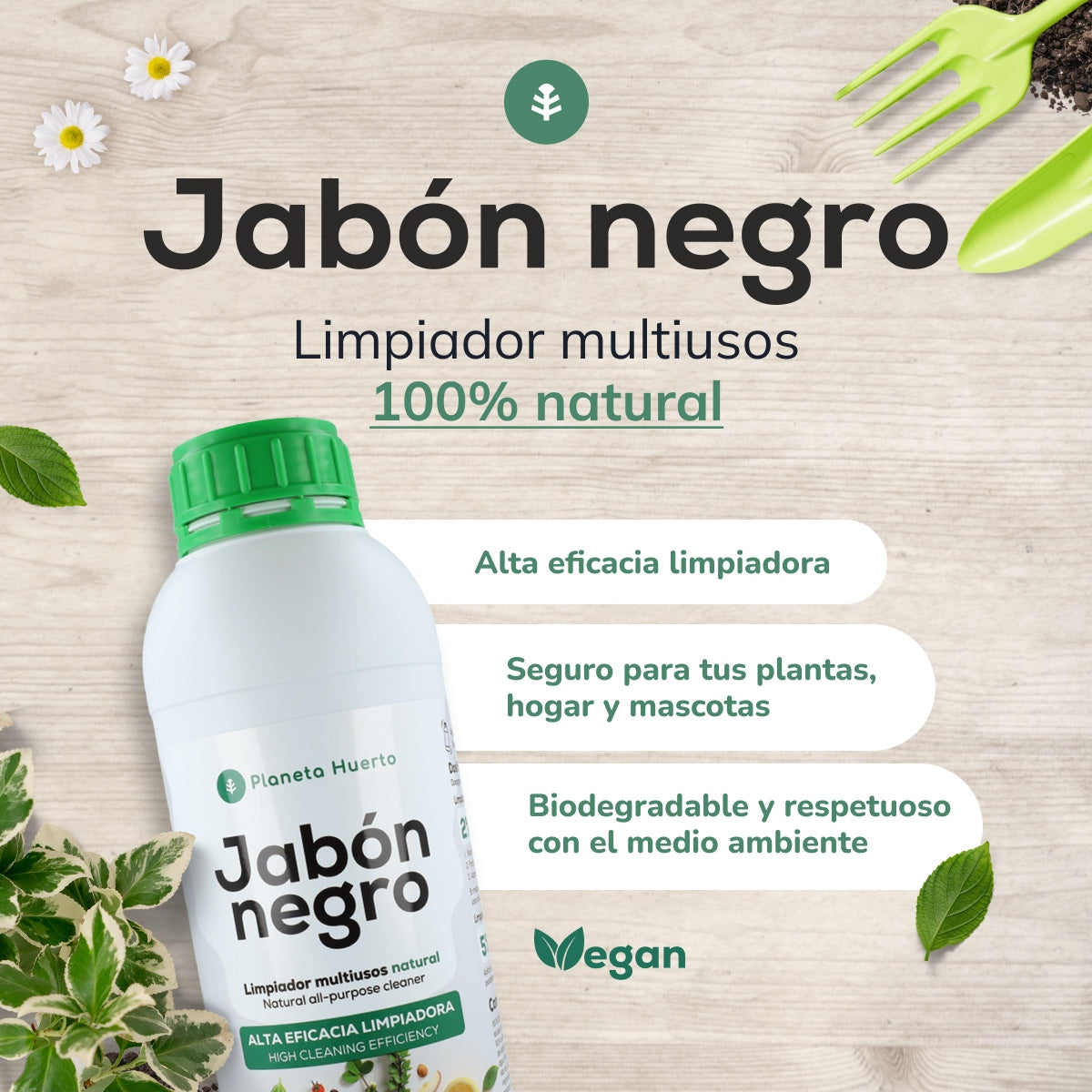 Kaliumtvål Negro Planeta Huerto 1 l