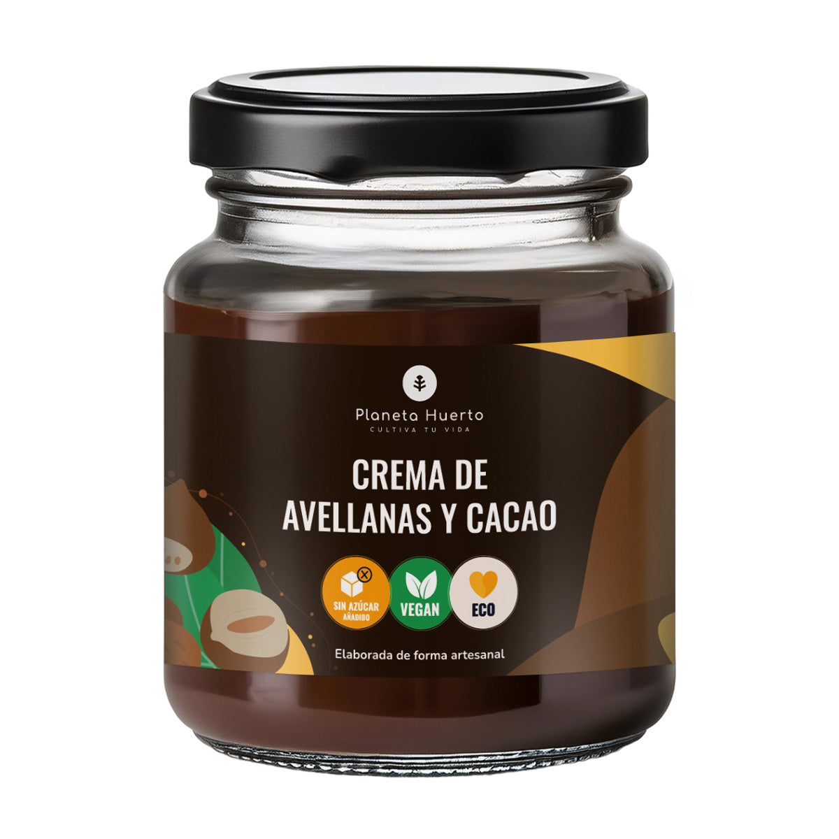 3-pack hasselnöts- och kakaokräm utan tillsatt socker ECO Planeta Huerto 230 g