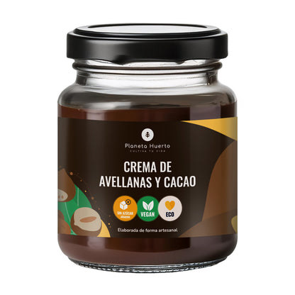 3-pack hasselnöts- och kakaokräm utan tillsatt socker ECO Planeta Huerto 230 g