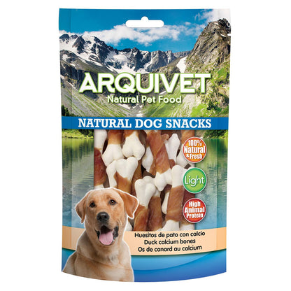 Snack naturale per cani  Ossetti di anatra con calcio Arquivet 100 g