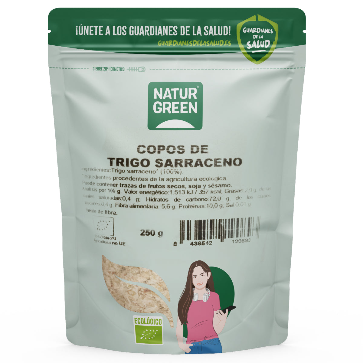 Fiocchi di grano saraceno BIO senza glutine Naturgreen, 250 g