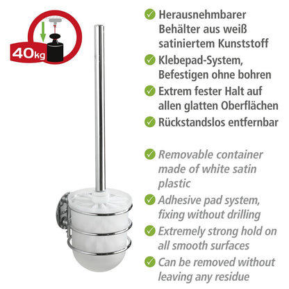 Portascopino da parete Turbo Loc Wenko in acciaio inox, fissaggio senza fori