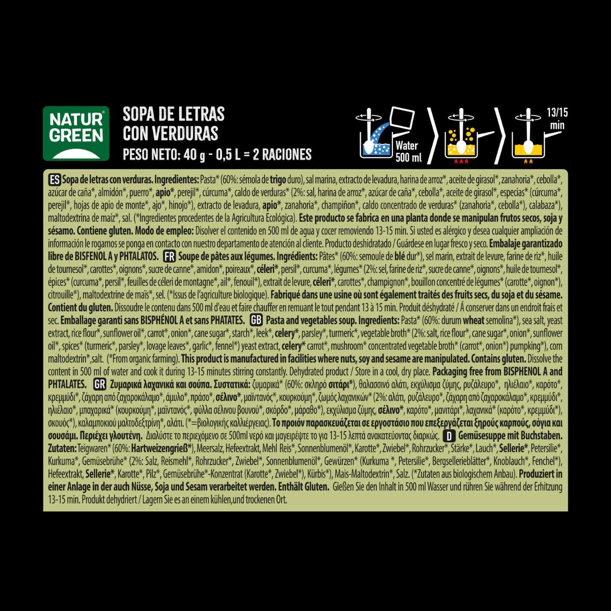 Naturgreen Bio-Gemüse-Alphabetsuppe, 40g