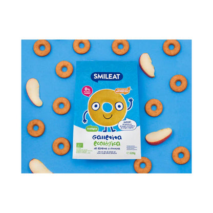 Lot de 12 paquets de biscuits bio pour enfants à la pomme et à l'épeautre Smileat, 220 g