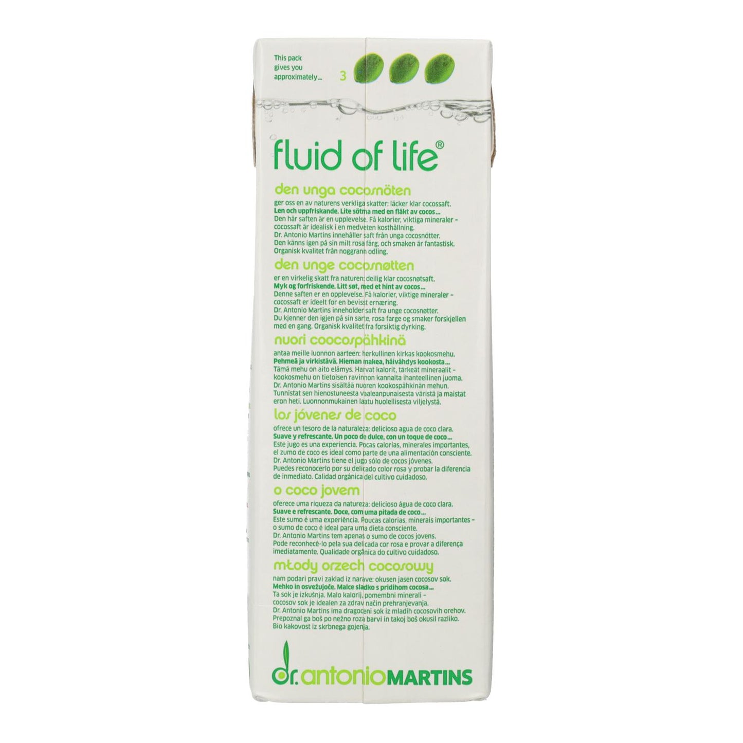 Pack of 6 Dr. Martins Natural Coconut Water 1 L