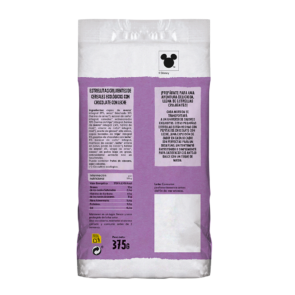Stelline di cereali croccanti al cioccolato Bio KIDS edizione Disney Ecocesta 375 g