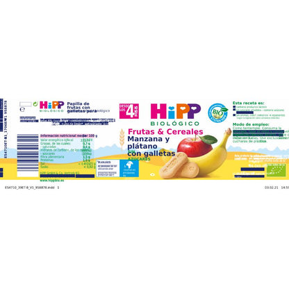 3er-Pack Bio-Gläschen mit Apfel und Banane mit Keksen +4 Monate HiPP 190 g