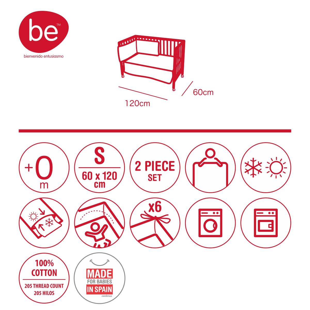 Set aus Bettdecke + Schutz für Kinderbett von BE 60 x 120 cm, verschiedene Farben Lion Kreide
