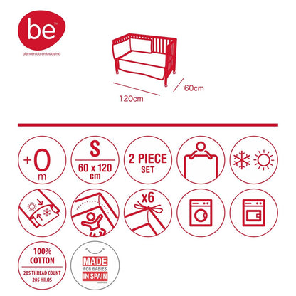 Set aus Bettdecke + Schutz für Kinderbett von BE 60 x 120 cm, verschiedene Farben Lion Kreide
