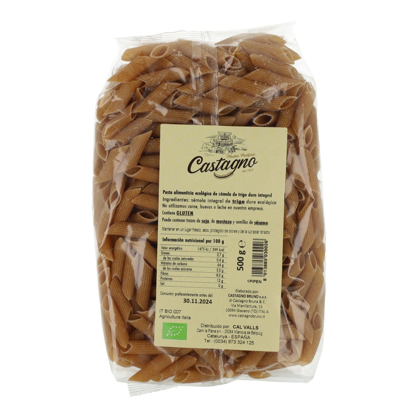 Wholemeal Wheat Macaroni ECO Castagno 500 g