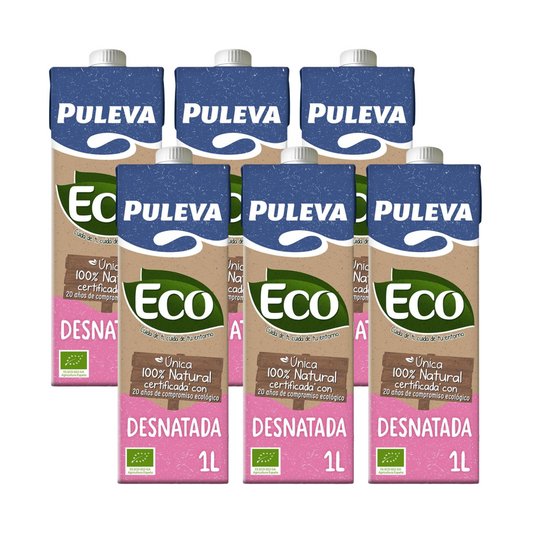 Packung mit 6 Blöcken Puleva Bio-Magermilch, 1 Liter
