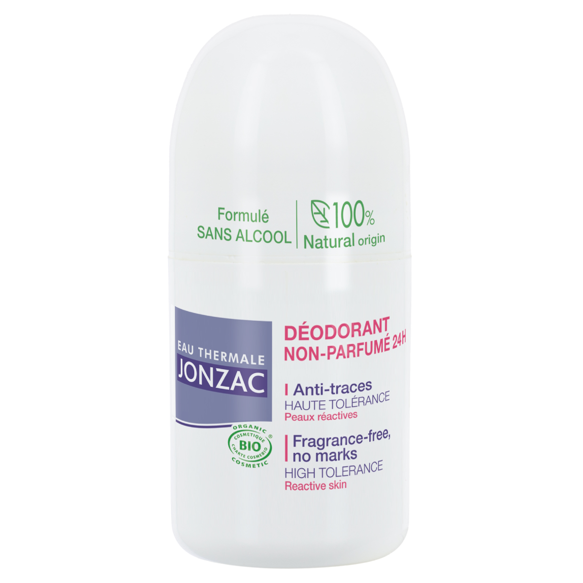 Déodorant roll-on sans parfum haute tolérance 24 heures JONZAC 50 ml