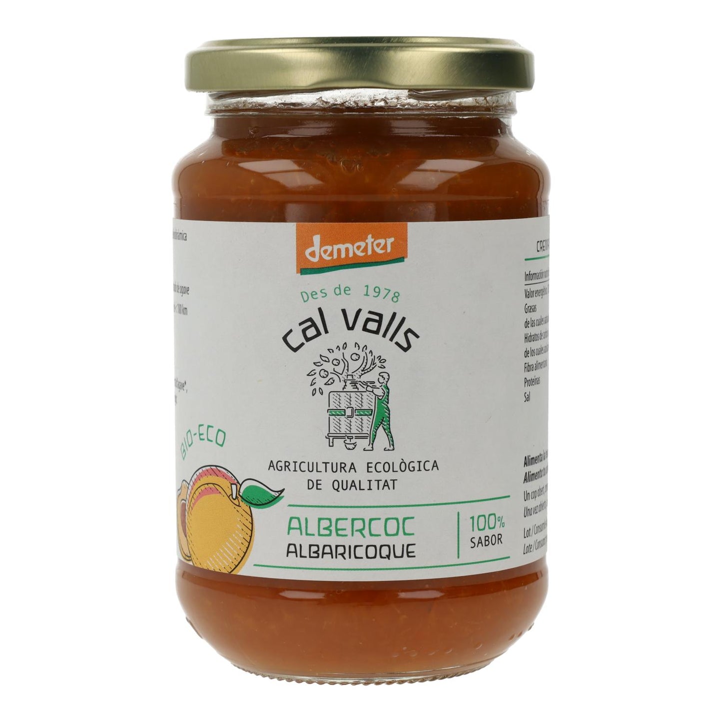 Confiture d'abricot Eco/Demeter Cal Valls 375 g