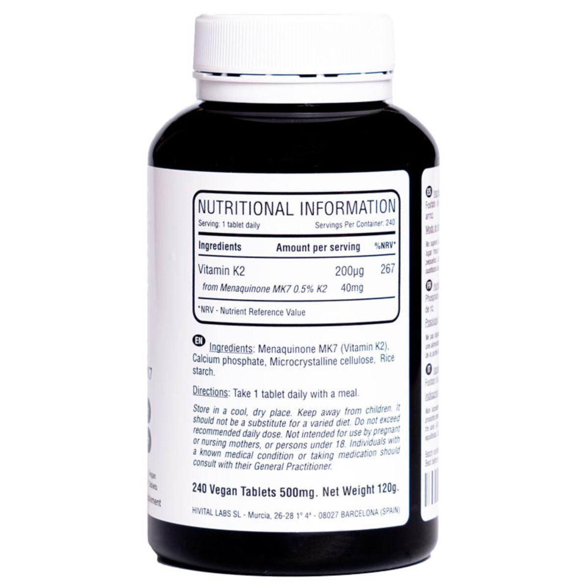 Vitamin K2 MK7 200 mcg 240 vegane Tabletten Hivital