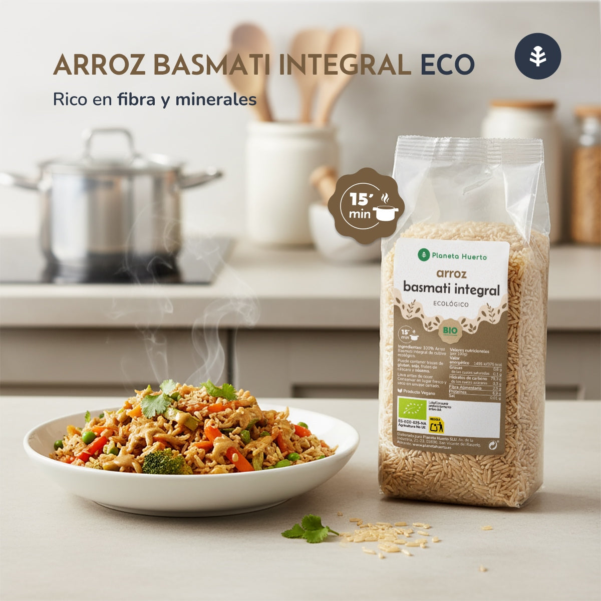 Riso Basmati integrale ECO Planeta Huerto 500 g