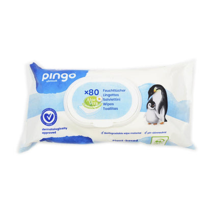 Chusteczki nawilżane w 100% biodegradowalne 80 szt. Pingo