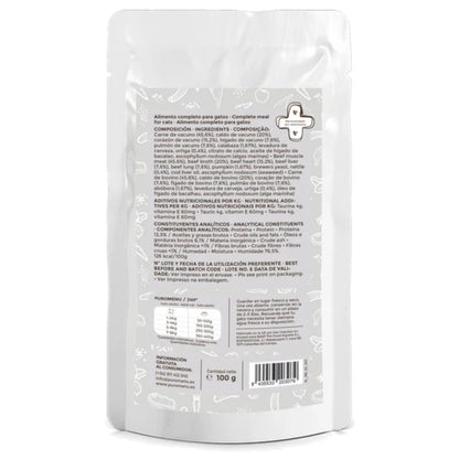 Nourriture humide Barf pour chats Bigotes felices (bœuf) BIO Puromenu 100 g