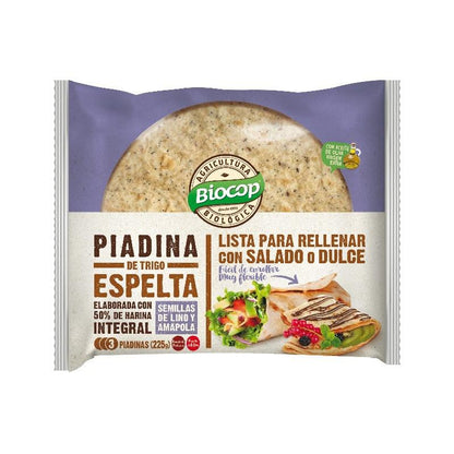 Vollkorn-Dinkelweizen-Piadina mit Leinsamen und Mohnsamen Biocop 225 g
