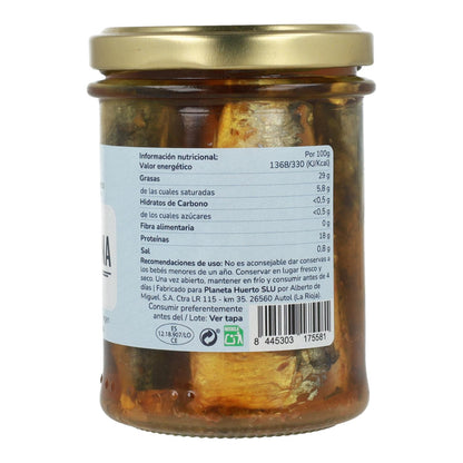 Emballage 6x Sardines à l'huile d'olive ECO Planeta Huerto 190 gr
