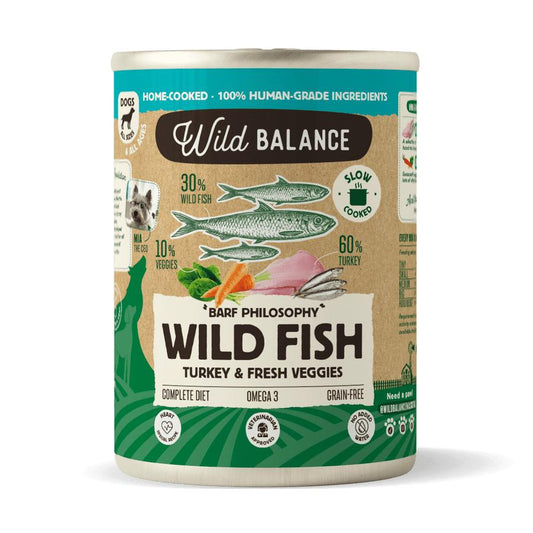 Blik BARF vis en kalkoen voor honden Wild Balance 400 g