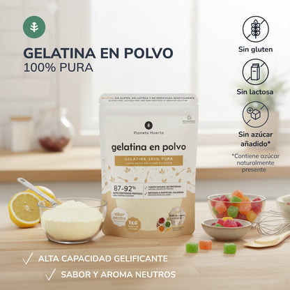 Pack 3x Gelatina neutra en polvo fuente de colágeno Planeta Huerto 1 Kg