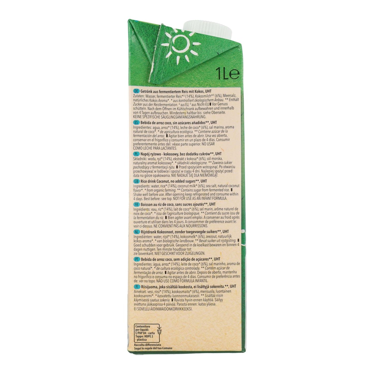 Boisson riz-noix de coco BIO Natumi 1 L