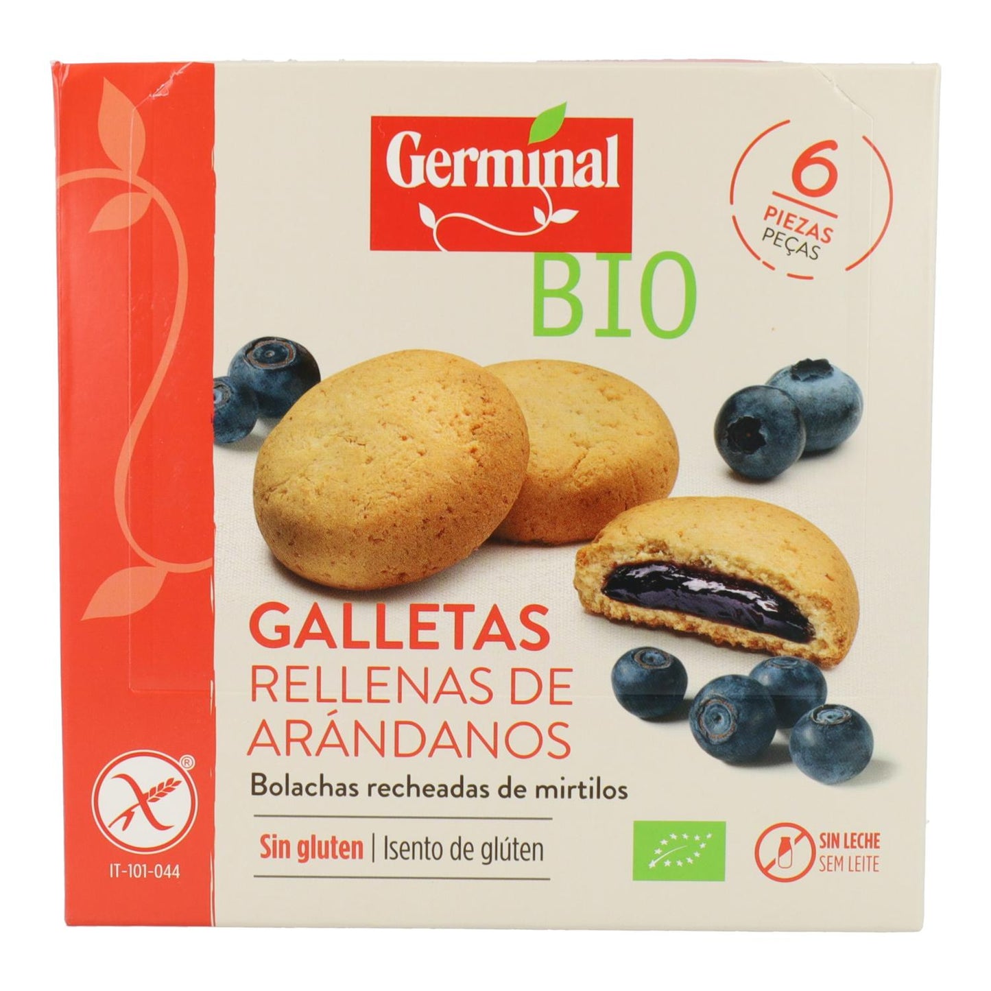 Glutenfria kakor fyllda med blåbärskräm Germinal, 200 g