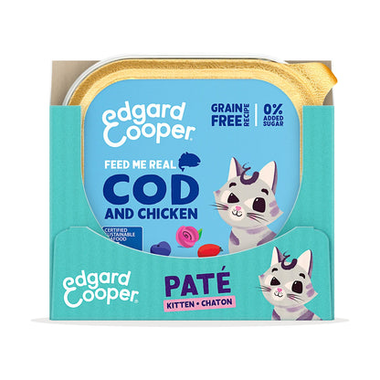 Våtfoder för katter, paté, burk Kitten Bacalao y Pollo Edgard & Cooper 85 g