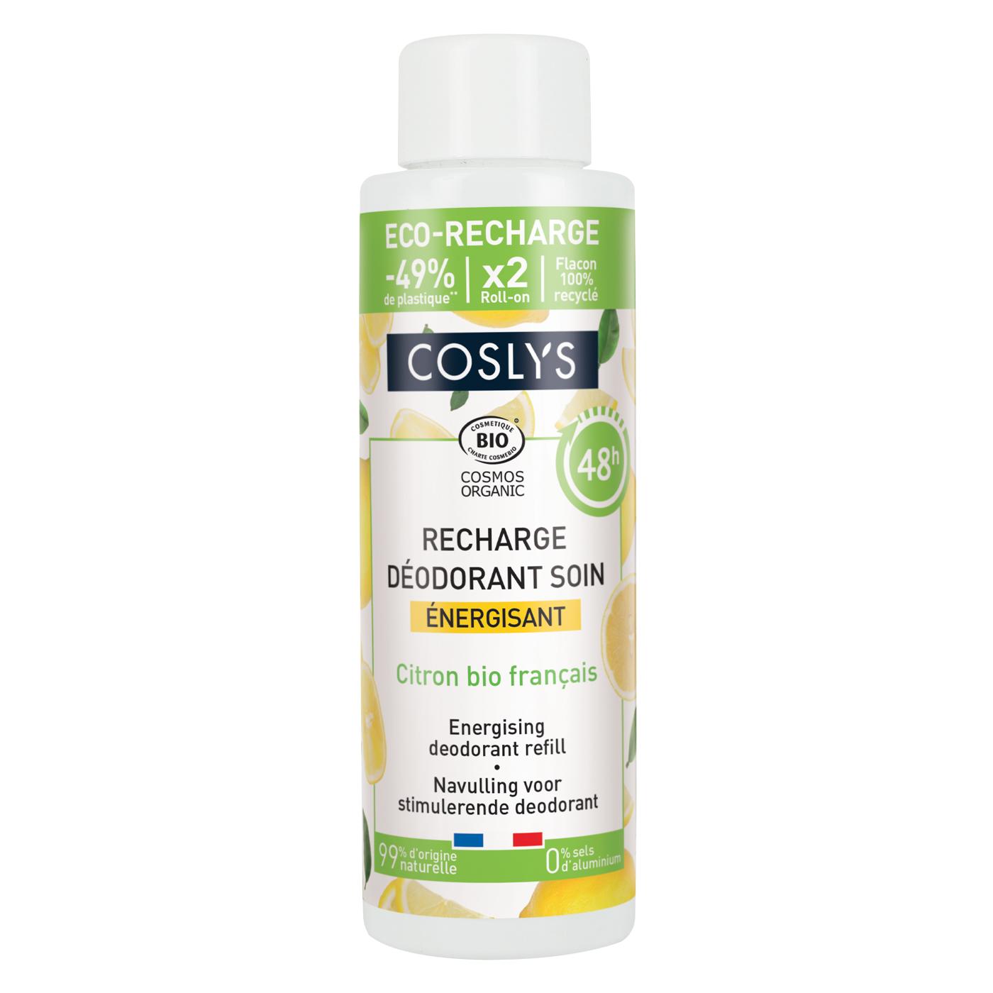 Recharge déodorant énergisant citron Coslys 100 ml