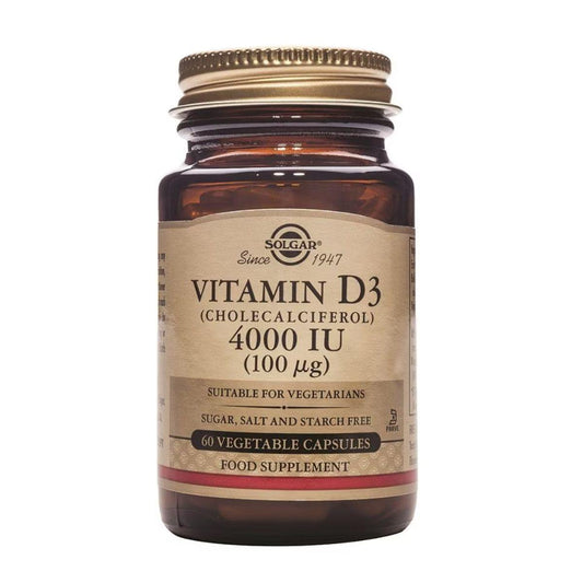 Vitamine D3 (cholécalciférol) 4000 UI (100 μg) 60 gélules végétales Solgar