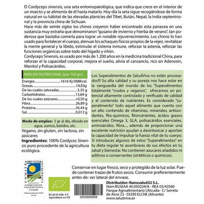 Cordyceps Sinensis in polvere ECO 100 g, Salud Viva