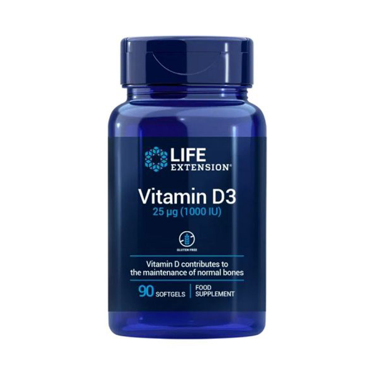 Vitamine D3 25 mcg (1000 UI), Life Extension 90 gélules