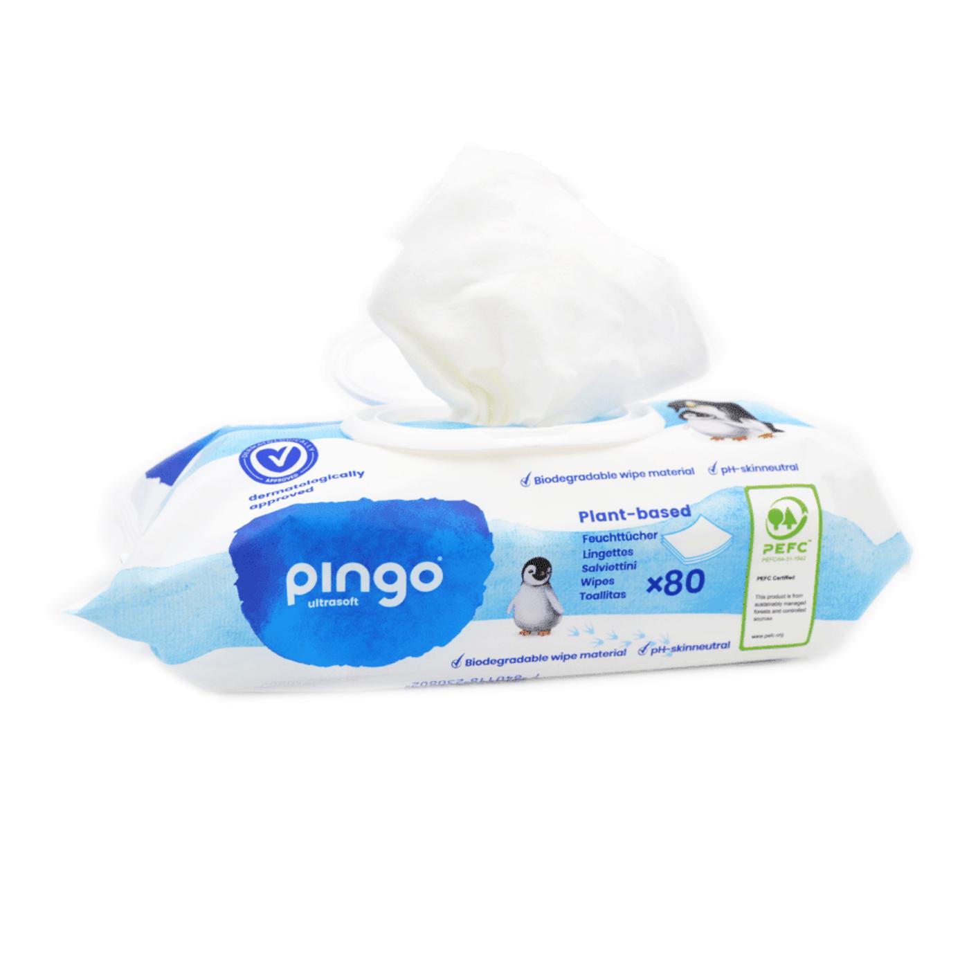 Chusteczki nawilżane w 100% biodegradowalne 80 szt. Pingo