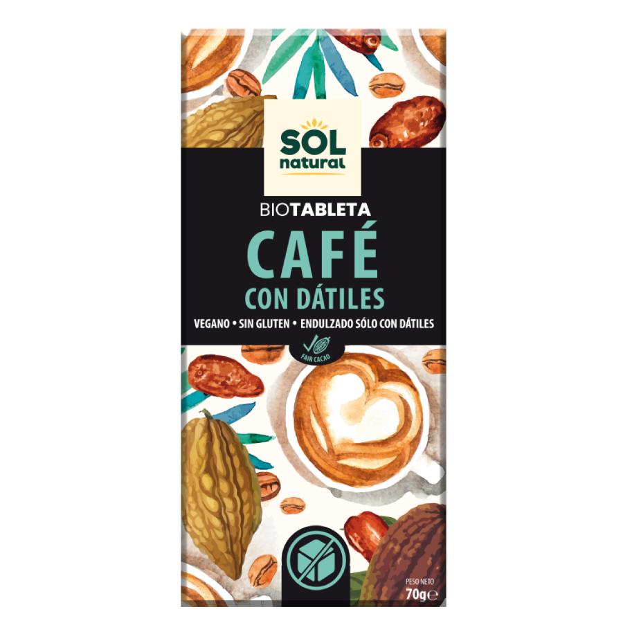 Vegane Schokoladentafel mit Kaffee und Datteln Bio Sol Natural 70 g