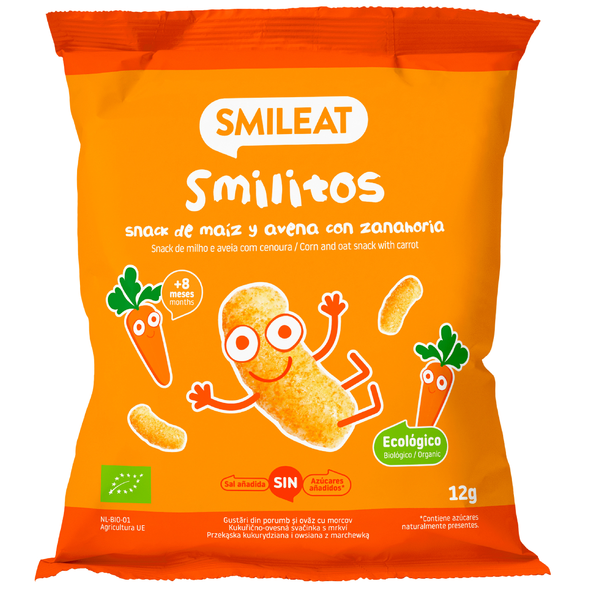 Smilito Kukurydza, owies i marchewka Multipack ECO Smileat 4 saszetki po 12 g.
