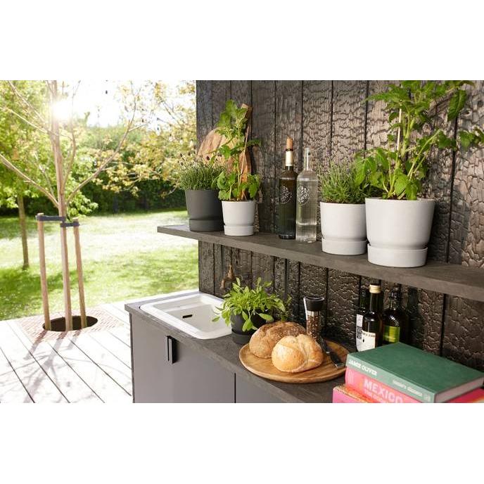 Greenville Elho Anthracite 30 cm Planter with Integrated Saucer