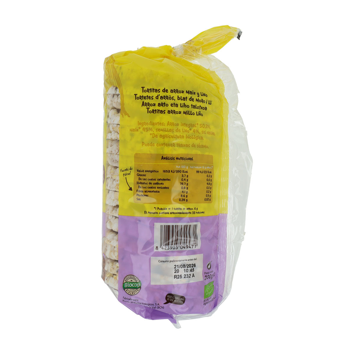 Crêpes au riz et au maïs avec lin Biocop 200 g