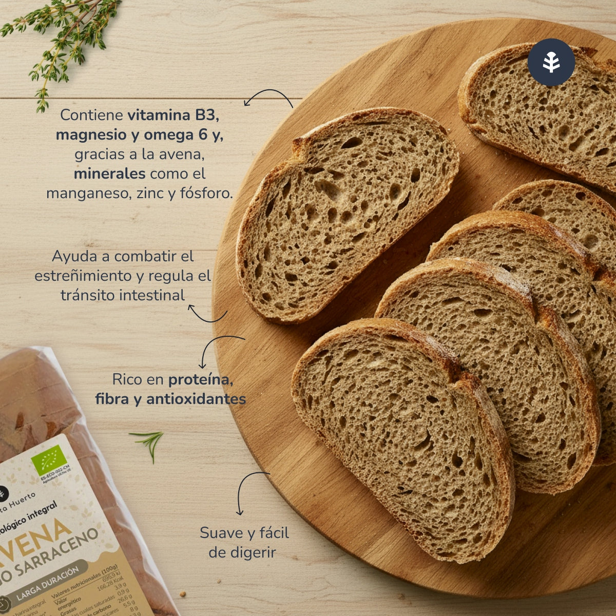 Pain complet à l'avoine et au sarrasin ECO Planeta Huerto 500 g