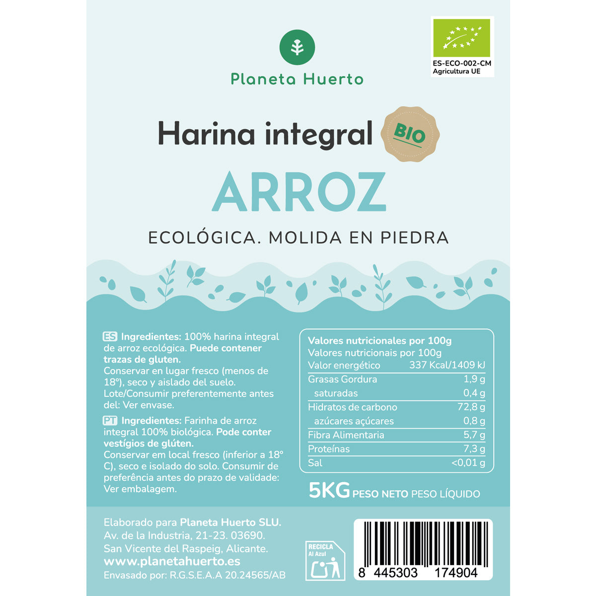 Farine de riz complète Eco Planet Garden 5 Kg